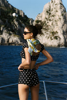 Dolce - Bikini in Black White Dot — back view with Top and Shorts