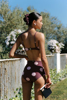 Aura - Bikini in Plum / Pink Polka Dot — back fit view