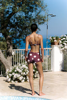 Moro - Bikini in Plum / Soft Pink Polka Dot — Shorts front fit detail