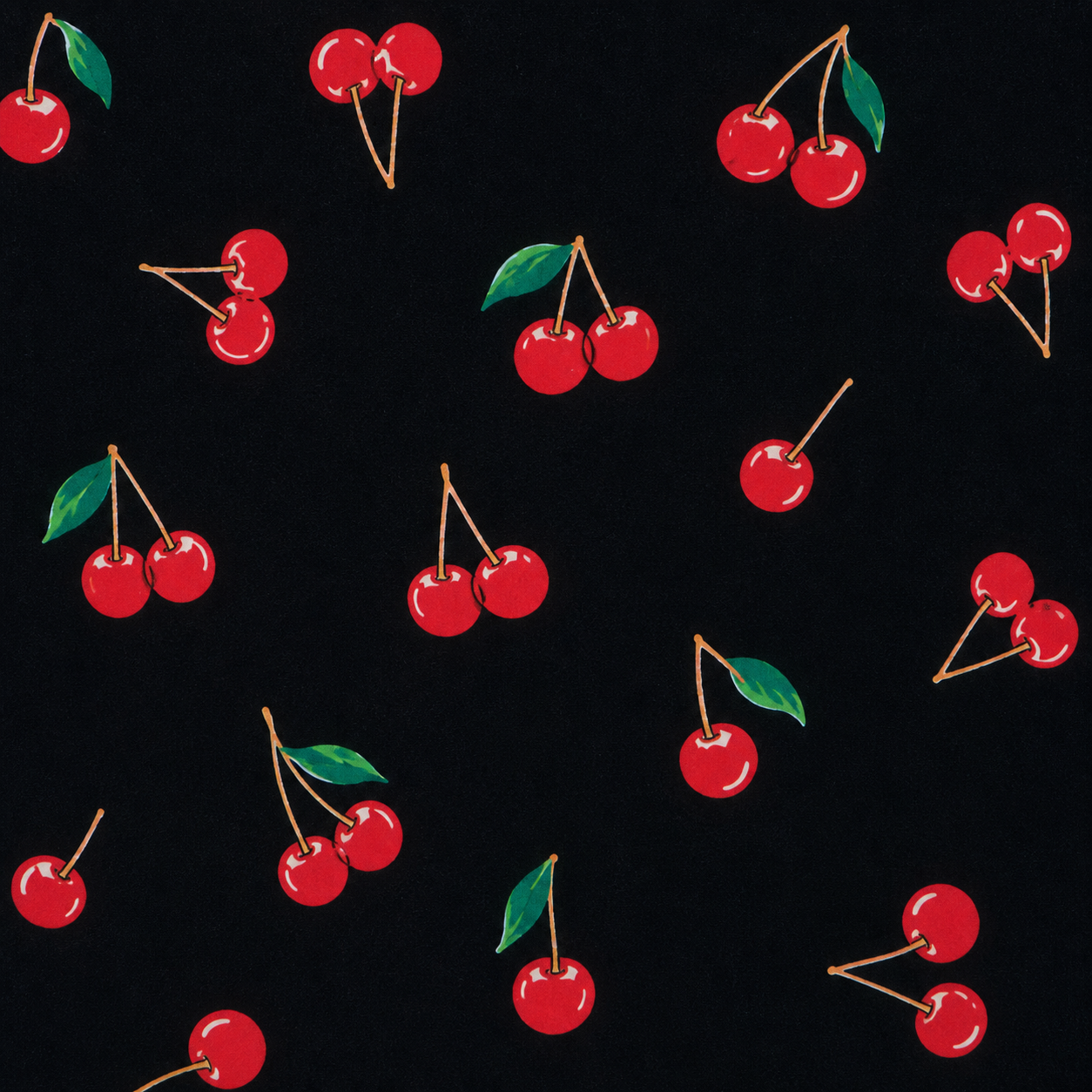 Bella Black cherry print fabric swatch, corrected motif scale